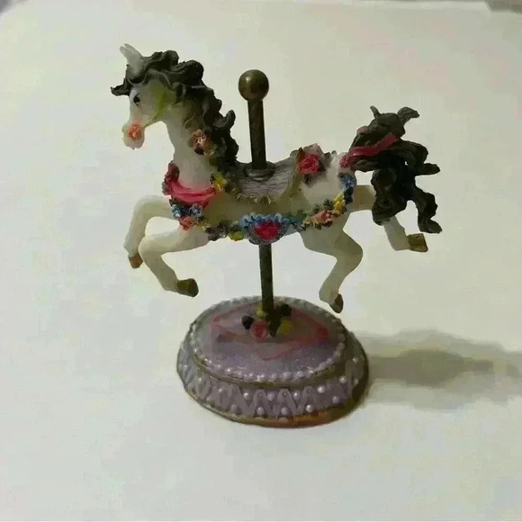 K's Collection Carousel Horse Figurine 4-3/4" tall Purple Roses - Picture 2 of 9